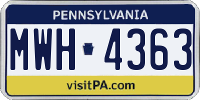PA license plate MWH4363