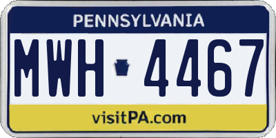 PA license plate MWH4467