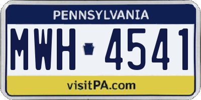 PA license plate MWH4541