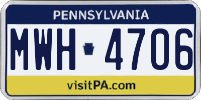 PA license plate MWH4706
