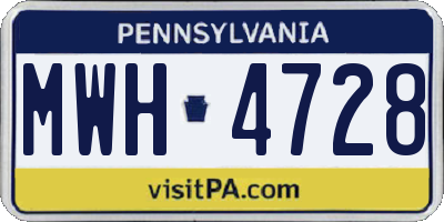 PA license plate MWH4728