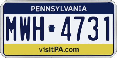 PA license plate MWH4731