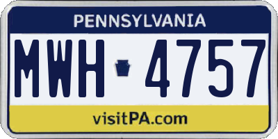 PA license plate MWH4757