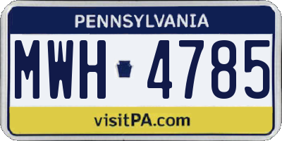 PA license plate MWH4785