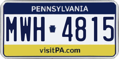 PA license plate MWH4815