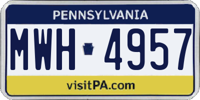 PA license plate MWH4957
