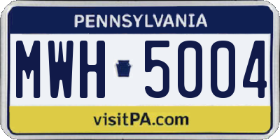 PA license plate MWH5004
