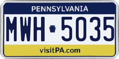 PA license plate MWH5035