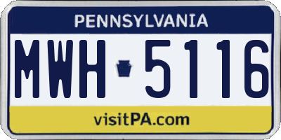 PA license plate MWH5116
