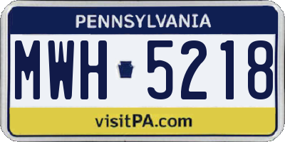 PA license plate MWH5218