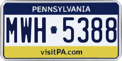 PA license plate MWH5388