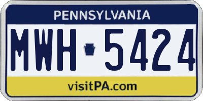 PA license plate MWH5424