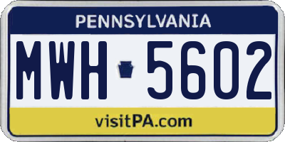 PA license plate MWH5602