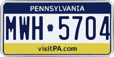 PA license plate MWH5704