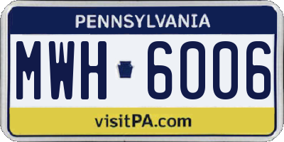PA license plate MWH6006