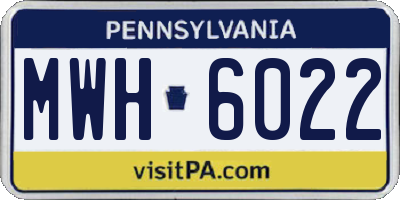 PA license plate MWH6022