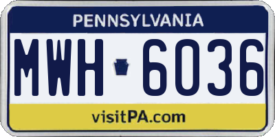 PA license plate MWH6036