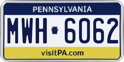 PA license plate MWH6062