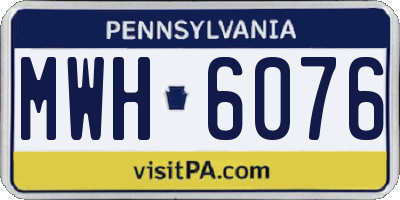 PA license plate MWH6076