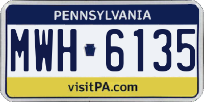 PA license plate MWH6135