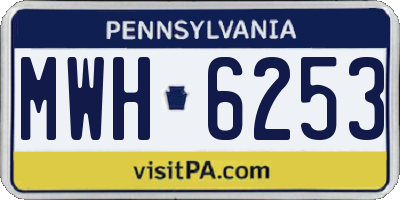 PA license plate MWH6253