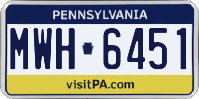 PA license plate MWH6451