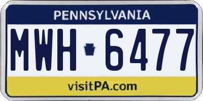 PA license plate MWH6477