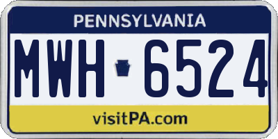 PA license plate MWH6524