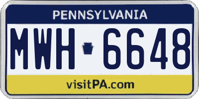 PA license plate MWH6648