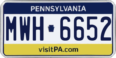 PA license plate MWH6652