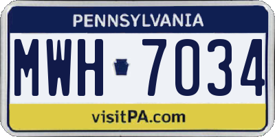 PA license plate MWH7034