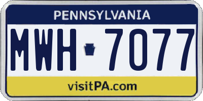 PA license plate MWH7077