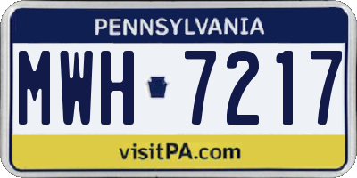 PA license plate MWH7217