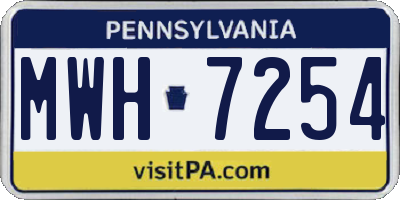 PA license plate MWH7254
