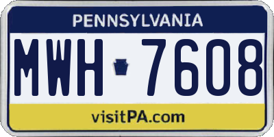 PA license plate MWH7608