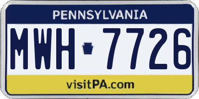 PA license plate MWH7726