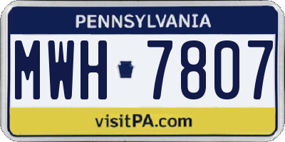 PA license plate MWH7807