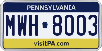 PA license plate MWH8003