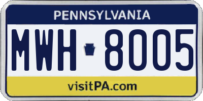 PA license plate MWH8005
