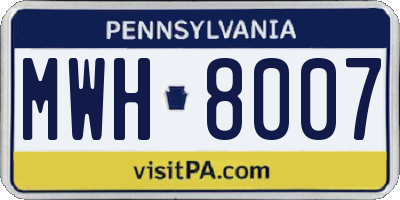 PA license plate MWH8007