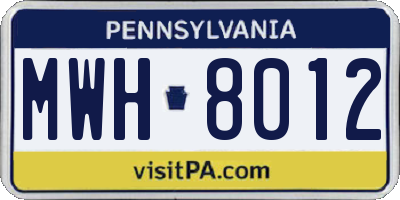 PA license plate MWH8012