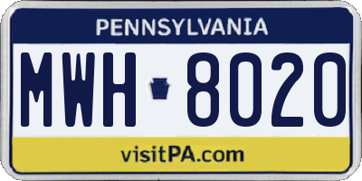 PA license plate MWH8020