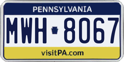 PA license plate MWH8067