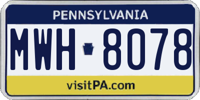 PA license plate MWH8078