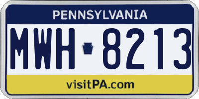 PA license plate MWH8213