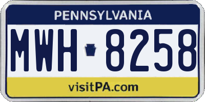 PA license plate MWH8258
