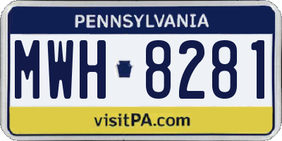 PA license plate MWH8281