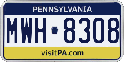 PA license plate MWH8308