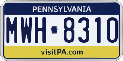 PA license plate MWH8310