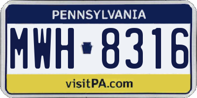 PA license plate MWH8316